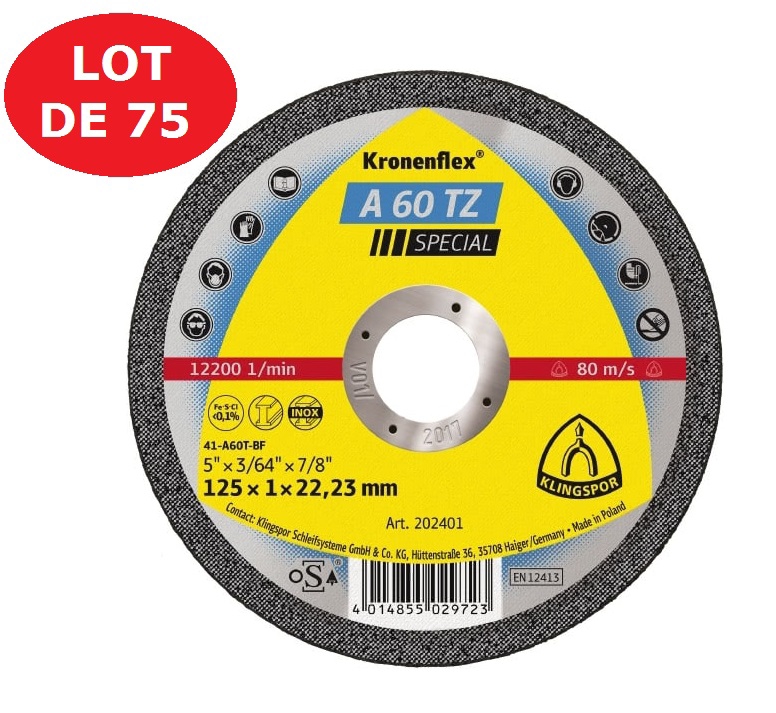Lot de 75 disques à tronçonner A60TZ