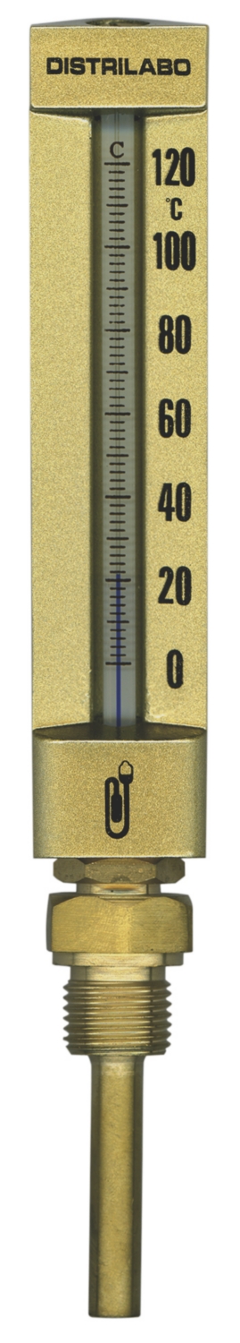  Thermomètre industriel en verre - Modèle droit 