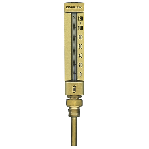 Thermomètre industriel en verre - Modèle droit Distrilabo