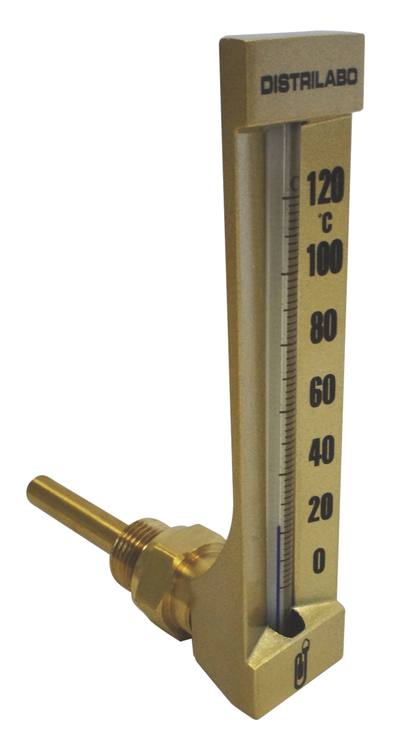 Thermomètre industriel en verre - Modèle équerre Distrilabo
