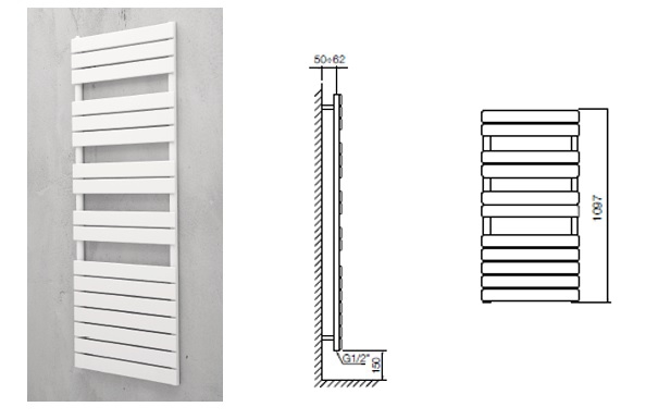 Kit 3 patères pour radiateur sèche-serviettes lames plates Blanc Aquance