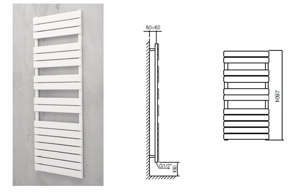 Radiateur Sèche-serviettes eau chaude droit Aube - lames plates - S