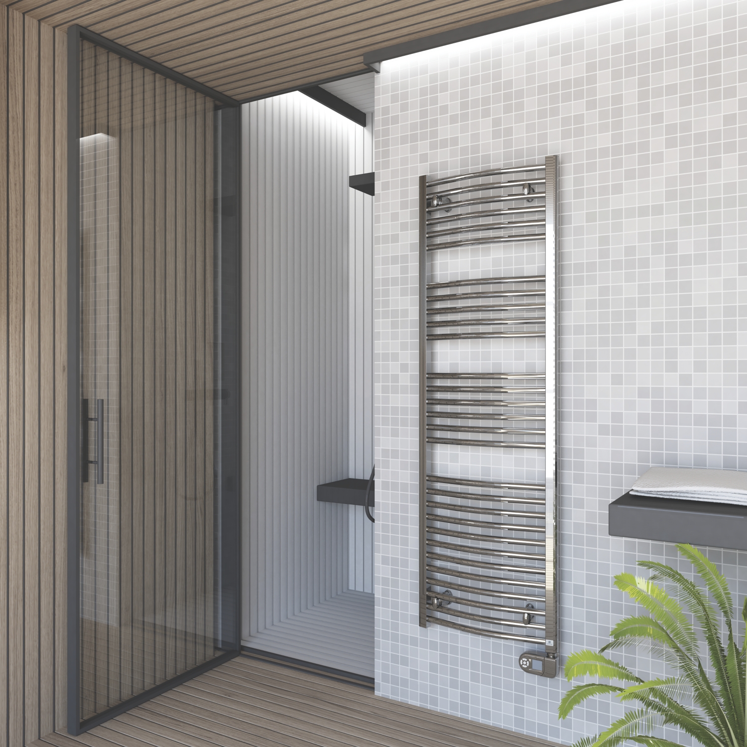 Sèche-serviettes électrique Aire cintré 600 W chromé Aquance