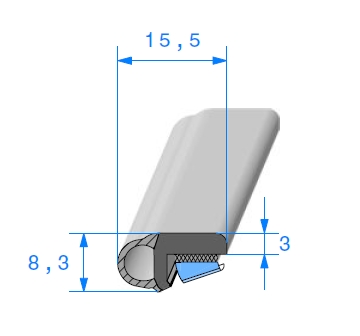 Profil adhésivé EPDM avec bourrelet 1960000 Labbé René