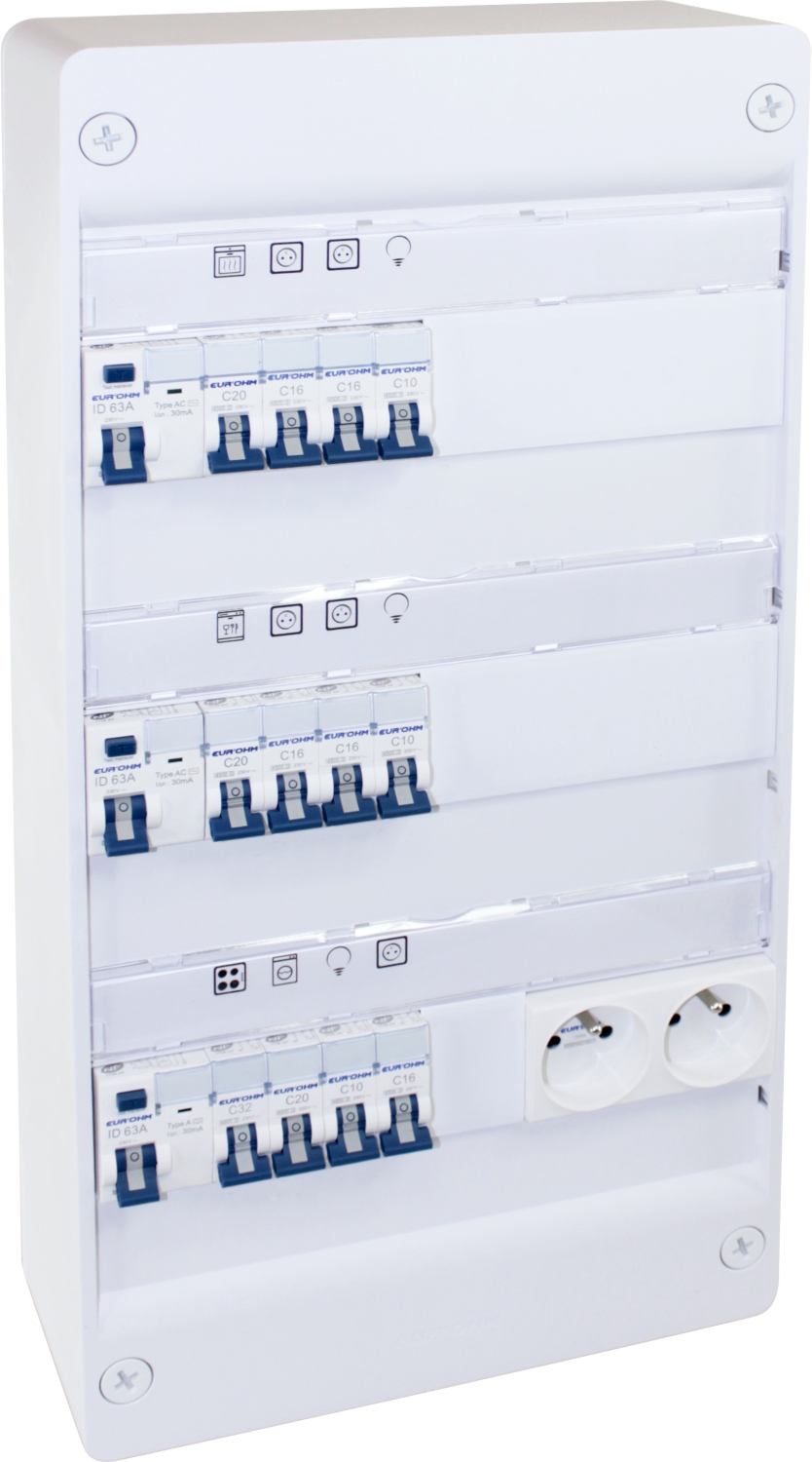 Coffret RX 13 modules 3 rangées monté-cablé évolutif pour T3 et T4 Eur'Ohm