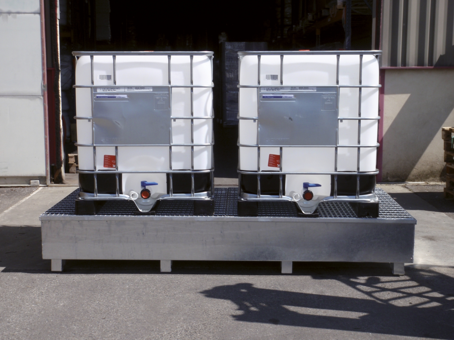 Bac de rétention métal 1000L - 2 cuves 2660 X 1220 X 435mm Eurosorb