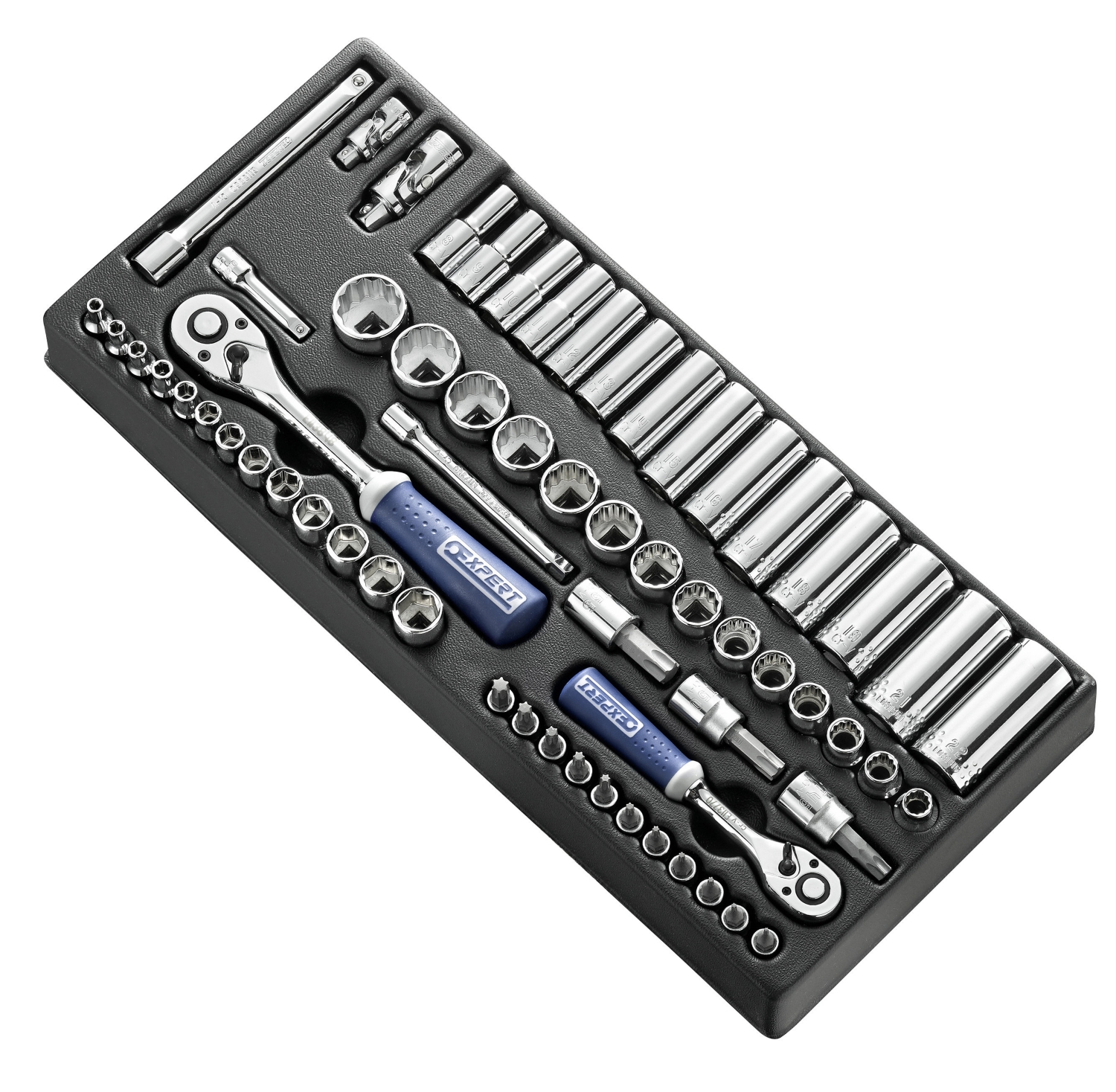Module de 62 douilles et accessoires 1/4" - 3/8" métriques Expert