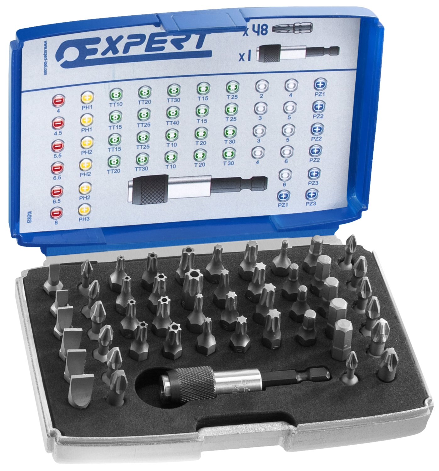 Coffret de 34 embouts, douilles et accessoires 1/4'' Expert