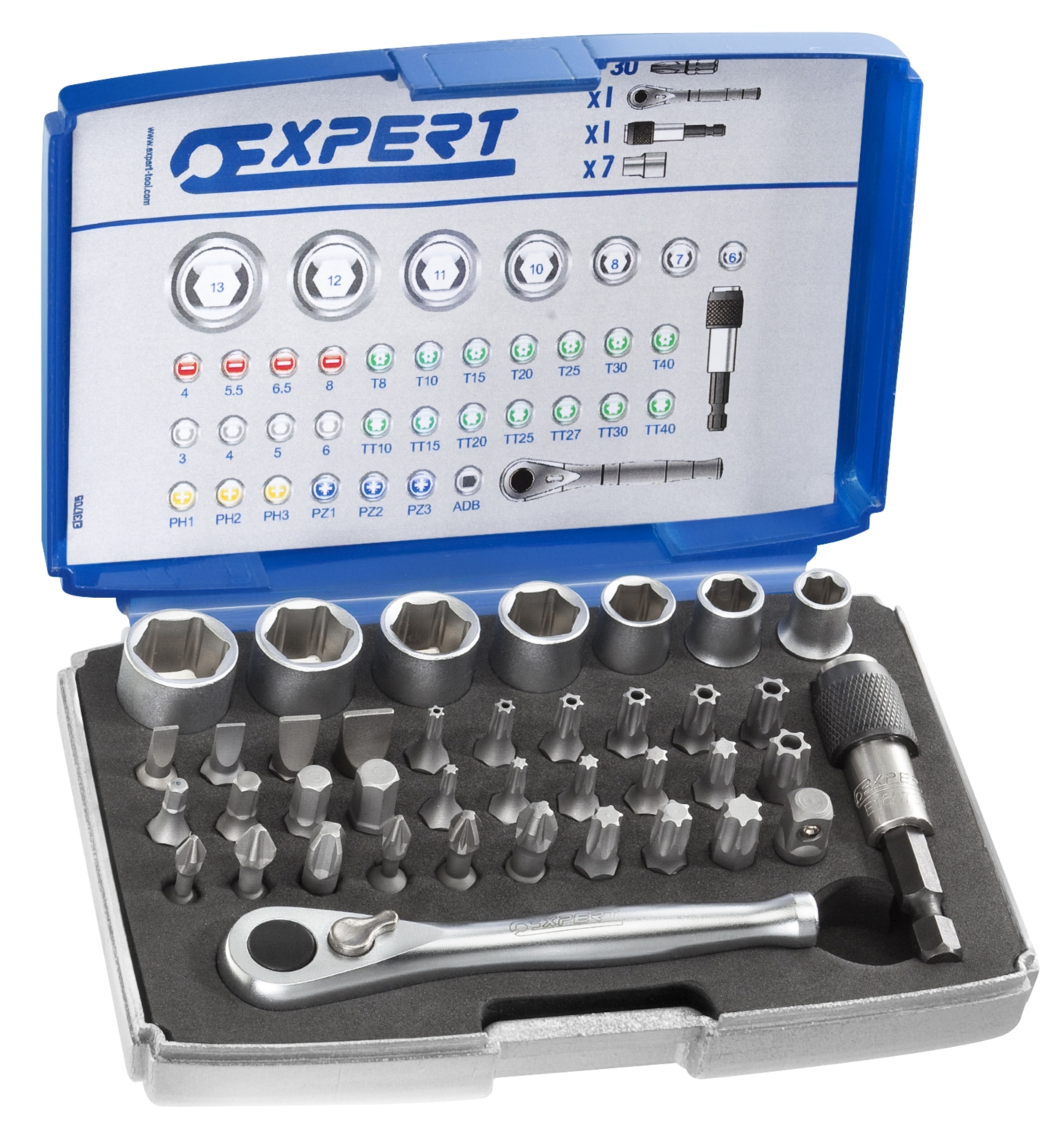 Coffret Douilles & Cliquet Expert 1/4 73 pièces pas cher - EMP