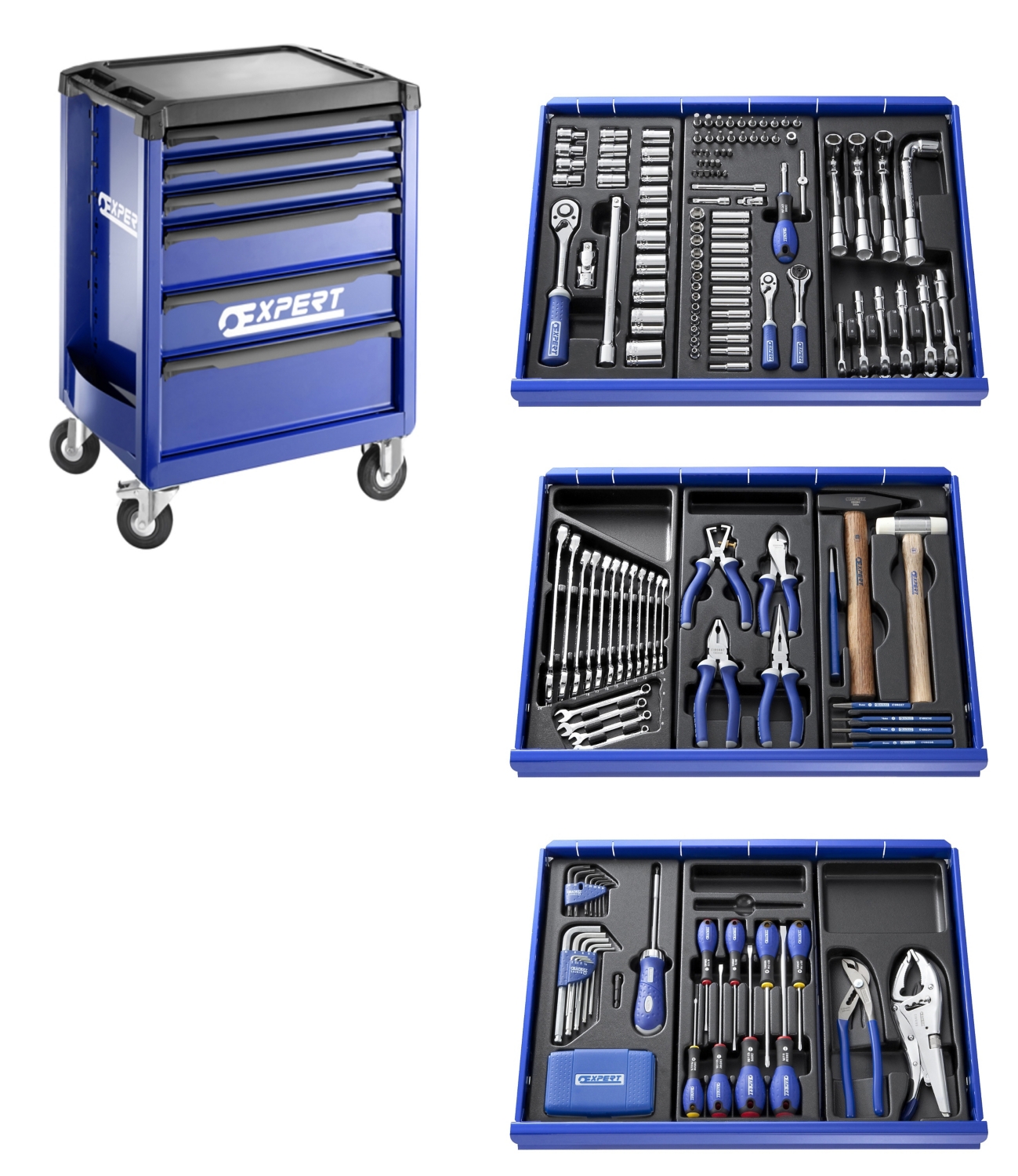 Servante 6 tiroirs équipée 209 outils Expert