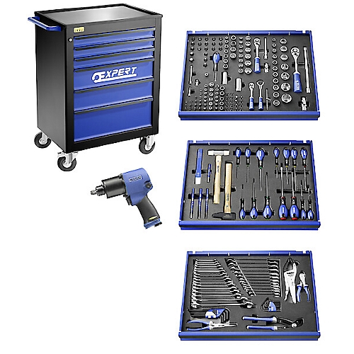 Servante 6 tiroirs 208 outils + clé à chocs 1/2" Expert 