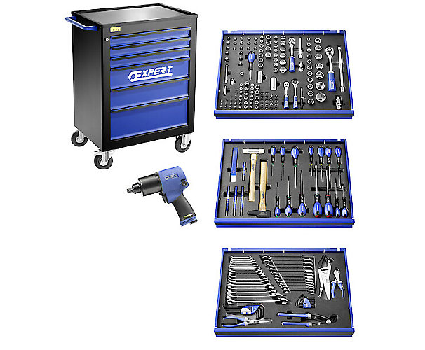 Servante 6 tiroirs 208 outils + clé à chocs 1/2" Expert 
