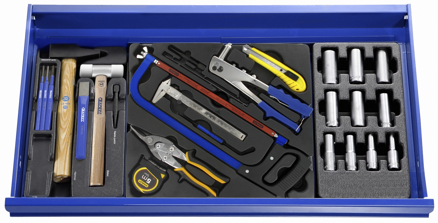 Servante 7 tiroirs avec 250 outils et une clé dynamométrique Expert