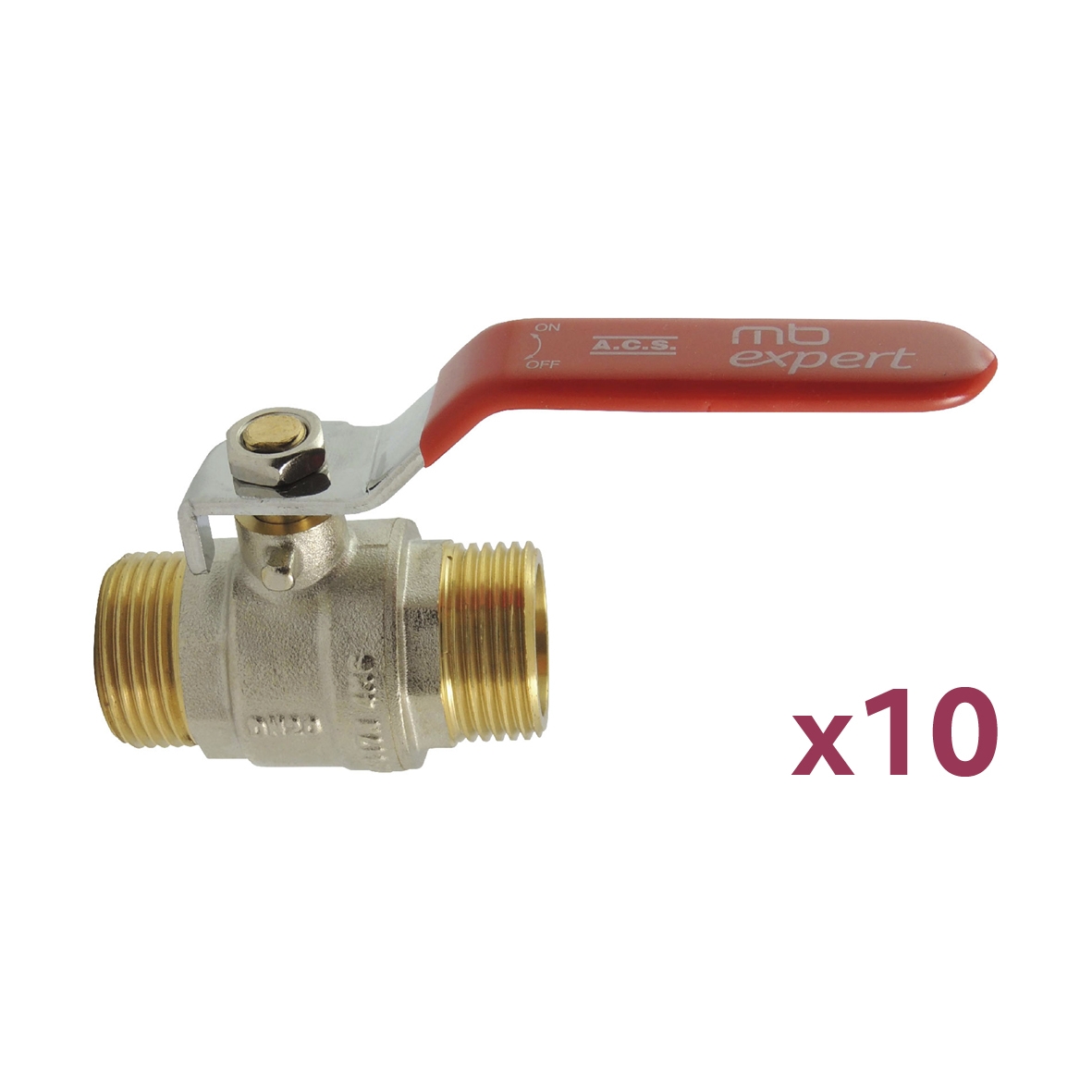 Lot de 10 vannes à boisseau - Poignée plate MM