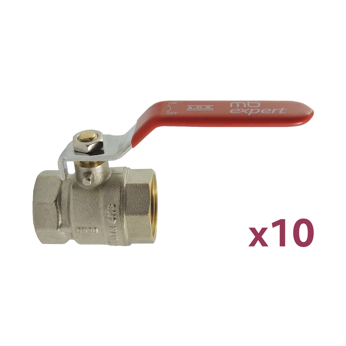 Lot de 10 vannes à boisseau sphérique FF poignée plate