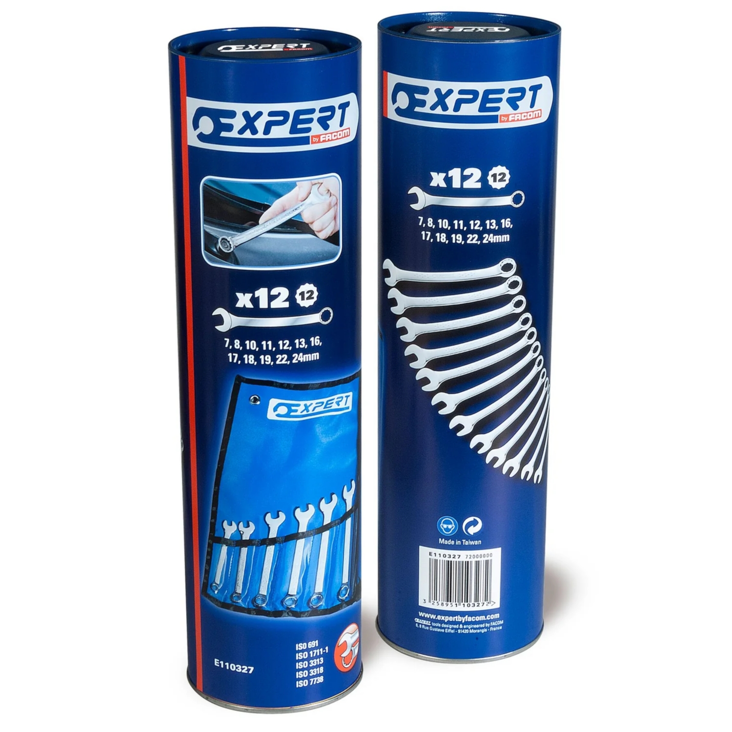 Jeu de 12 clés mixtes de 7 à 24 mm avec pochettes en vinyle Facom
