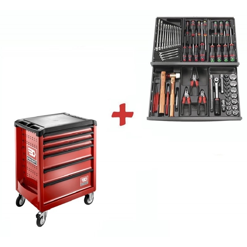 Servante 6 tiroirs + composition 69 outils ROLL.CONTACTPF Facom