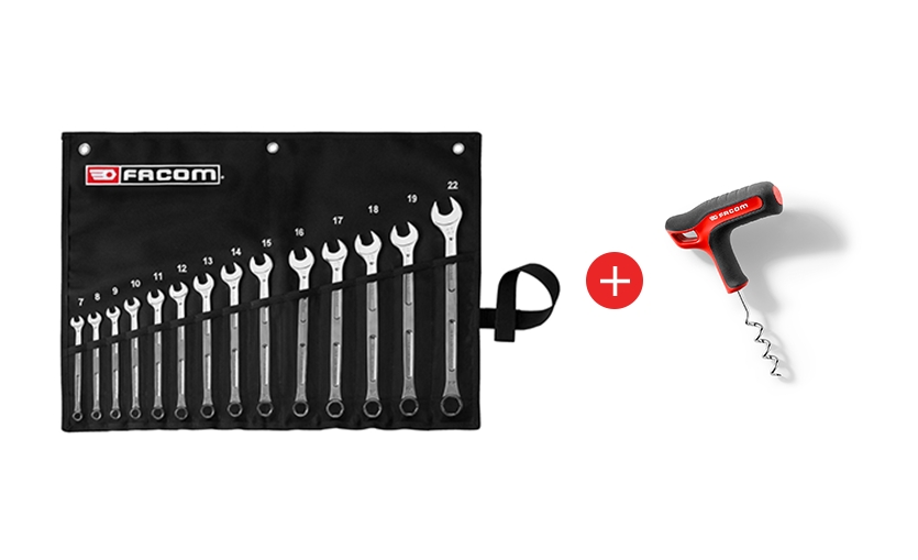 Jeu de 14 clés mixtes longues OGV Grip 441 7 à 22 mm + tire-bouchon offert