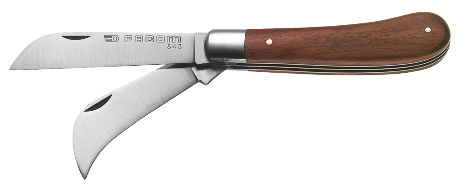  Couteau d'électricien manche bois 2 lames 843 