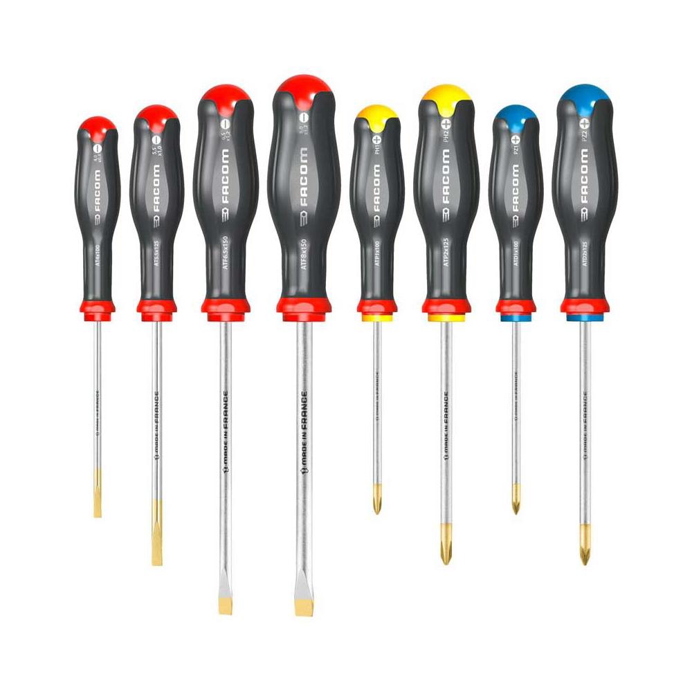  Jeu de 8 tournevis Protwist lame ronde AT.J8PB 