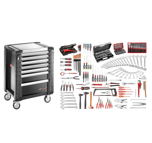 Servante 7 tiroirs équipée de 200 outils mécaniciens JET7.M140A Facom