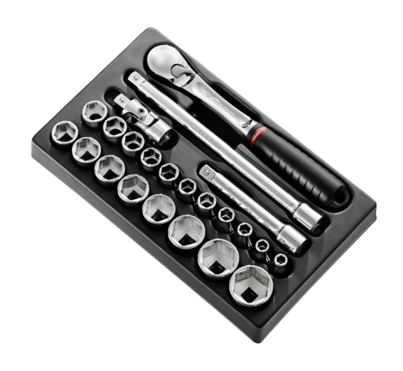  Module de douilles 1/2" 6 pans métriques - 9 - 32 mm MOD.SL161-36 