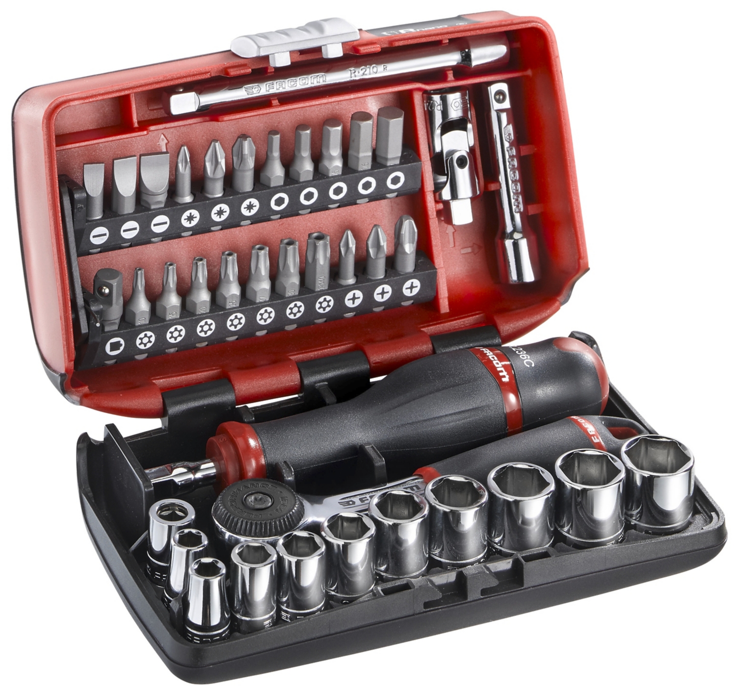 Coffret douilles 1/4" 6 pans métrique et embouts - 38 pièces Facom