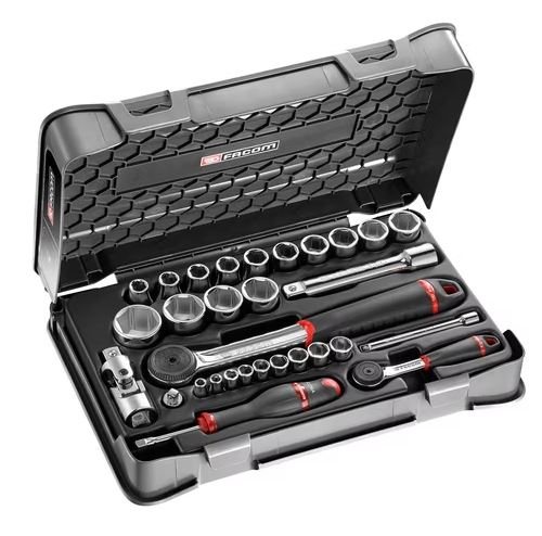  Coffret douilles 1/4" et 1/2" 6 pans métriques - 30 pièces RS.161-1PB 