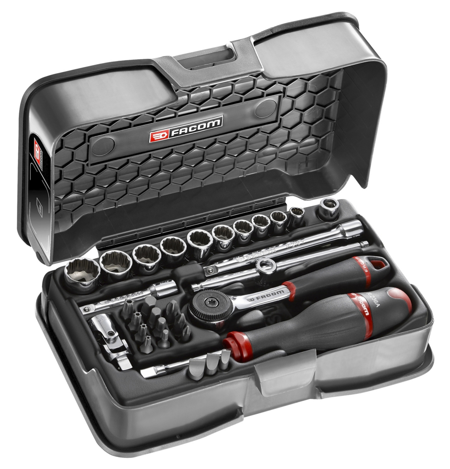 Coffret douilles 1/4" 12 pans métrique et embouts - 31 pièces - 5,5 - 14 mm R.161-5P12 Facom