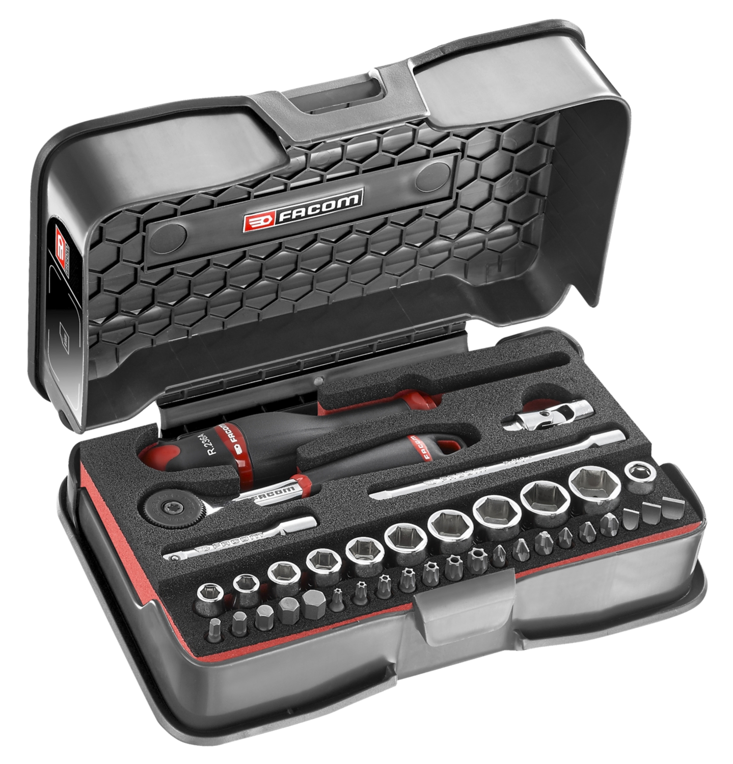 Coffret cliquet R.161B + douilles 1/4" 6 pans - 1/2 R.161-6M6PB Facom