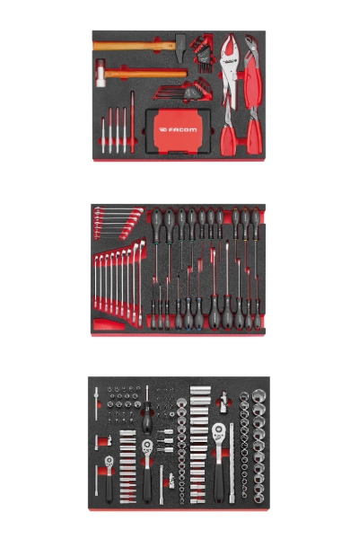Servante d'atelier M3 + 3 modules mousse 261 outils Facom