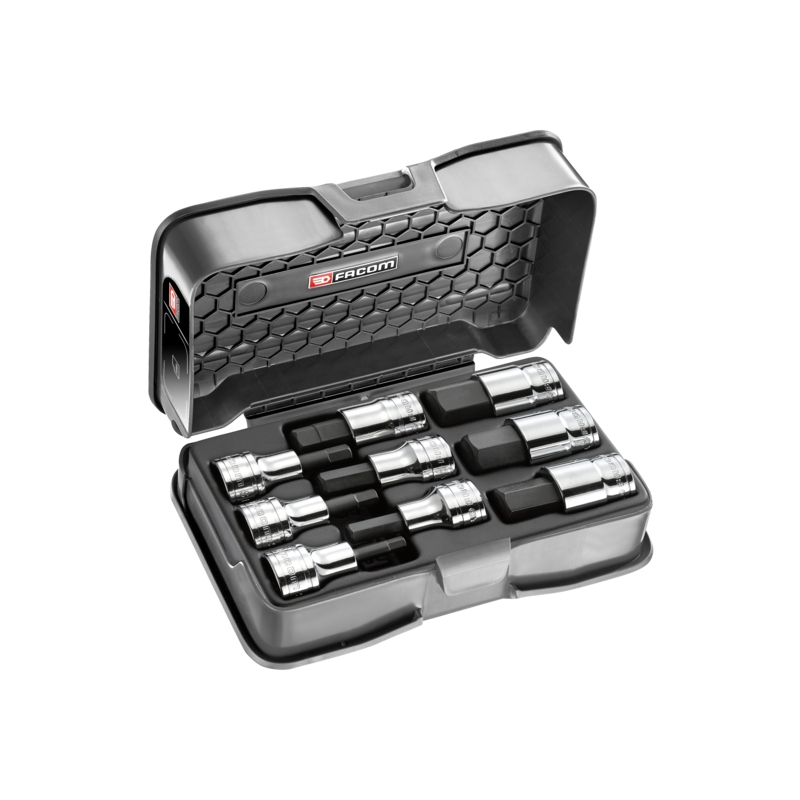 Coffret de douilles tournevis TORX®, 6 pans et XZN® et accessoires