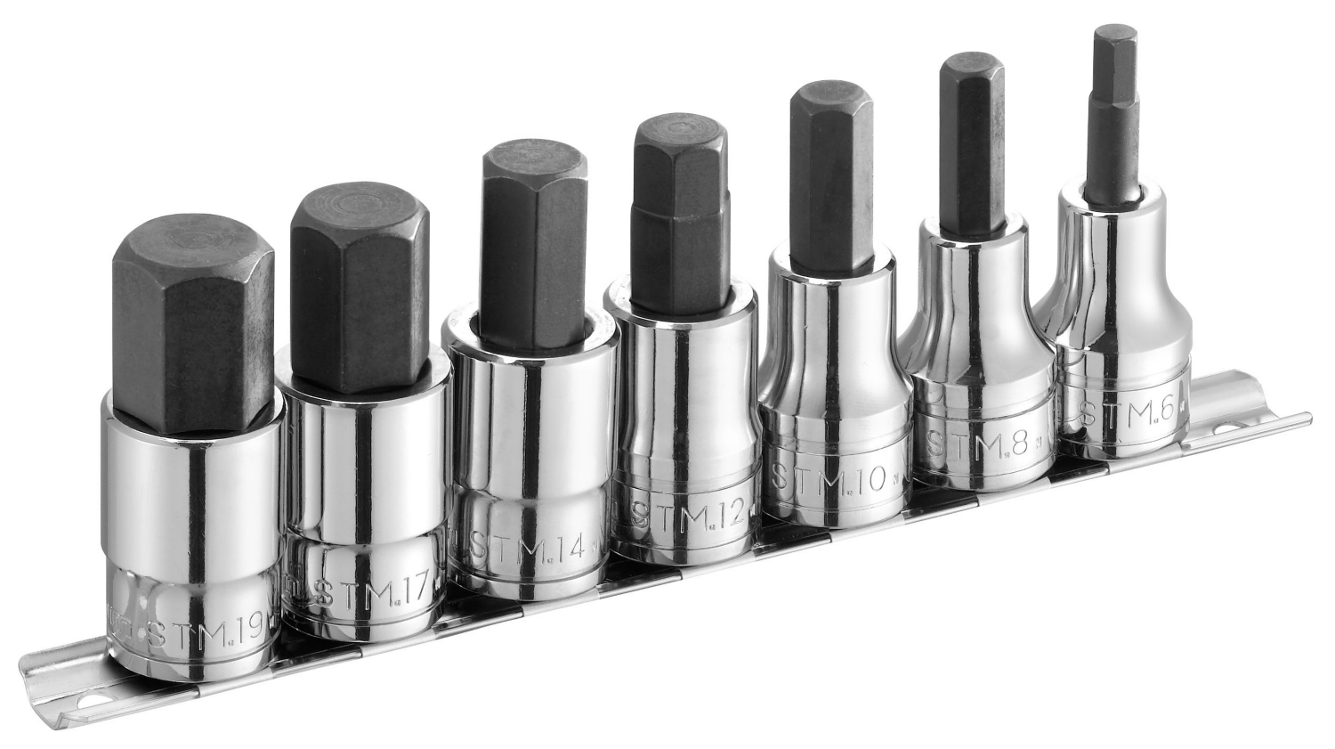 Douilles tournevis 1/2" sur rack jeu de 6, 6 - 8 - 10 - 12 - 14 - 17 - 19 mm ST.40 Facom