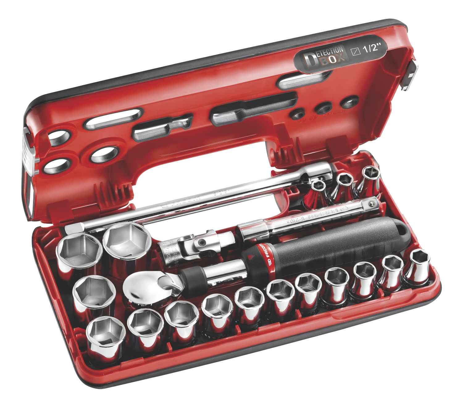 Coffret cliquet extensible 1/2” Detection Box métrique - 6 pans - 8 - 30 mm SXL.DBOX1PB Facom