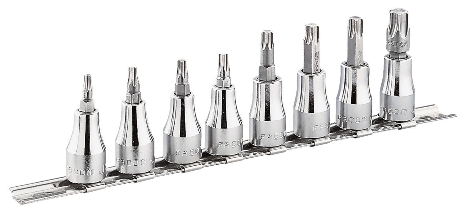 Douilles tournevis 1/2" sur rack jeu de 8 - 20 - 25 - 27 - 30 - 40 - 45 - 50 - 55 mm SX.41 Facom