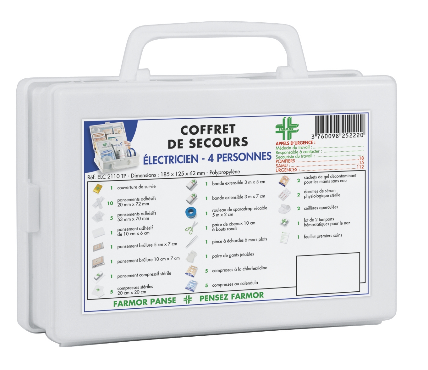 Coffret de secours électricien ELC 2110 PP Farmor