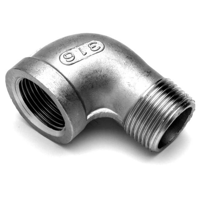  Coude 90° mâle BSPT / femelle BSPP acier inox 316 série CM 