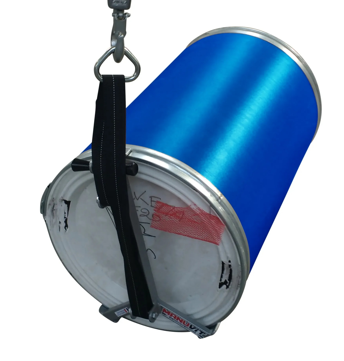 Pince manuelle 3 points à sangle pour fûts métalliques et plastique 350 kg