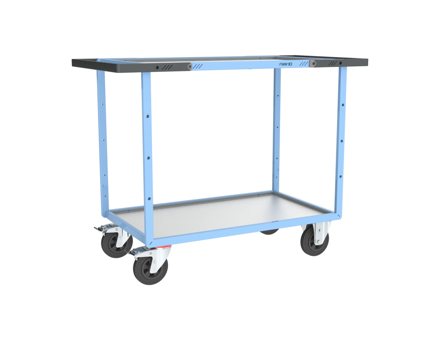 Servante mécano-soudée 2 plateaux en tôle galva double poignées