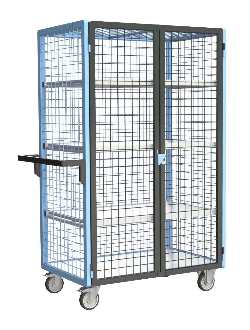 Servante grillagée verouillable 4 plateaux en bois