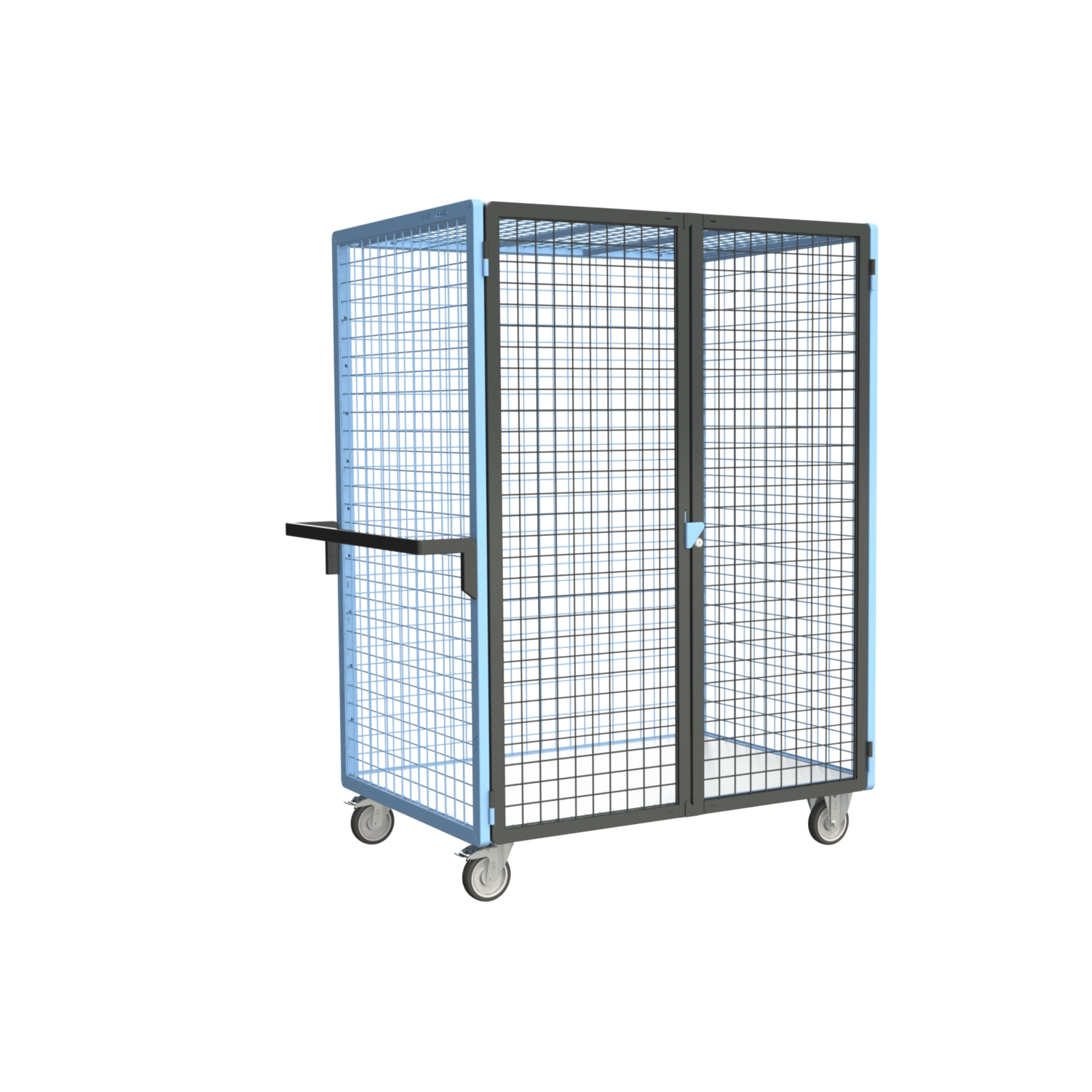 Servante grillagée montée 4 côtés plateau bois verrouillable 250 kg Fimm