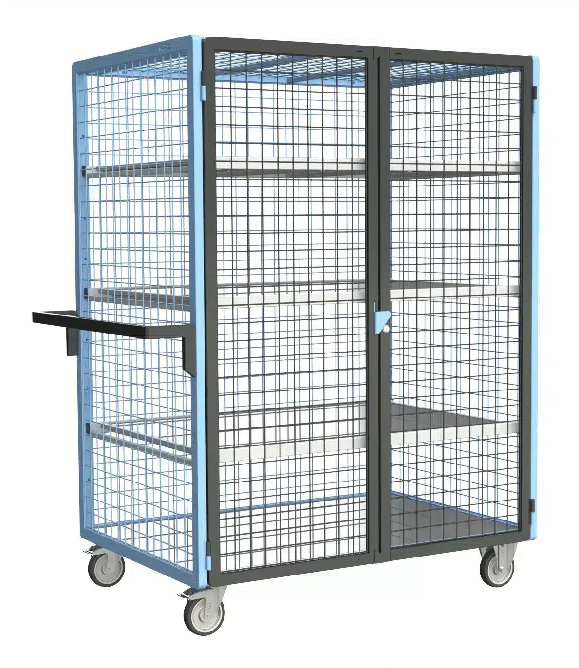 Servante grillagée verouillable avec 4 plateaux en tôle