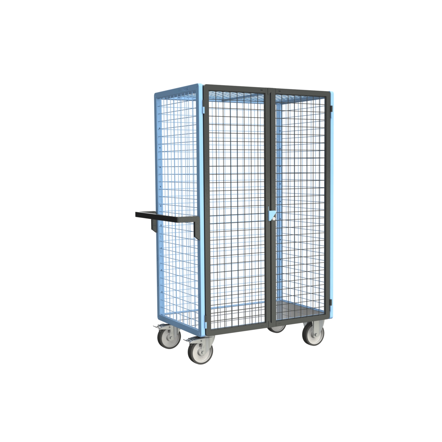 Servante grillagée montée 4 côtés plateau tôle galvanisé verouillable 250 kg Fimm