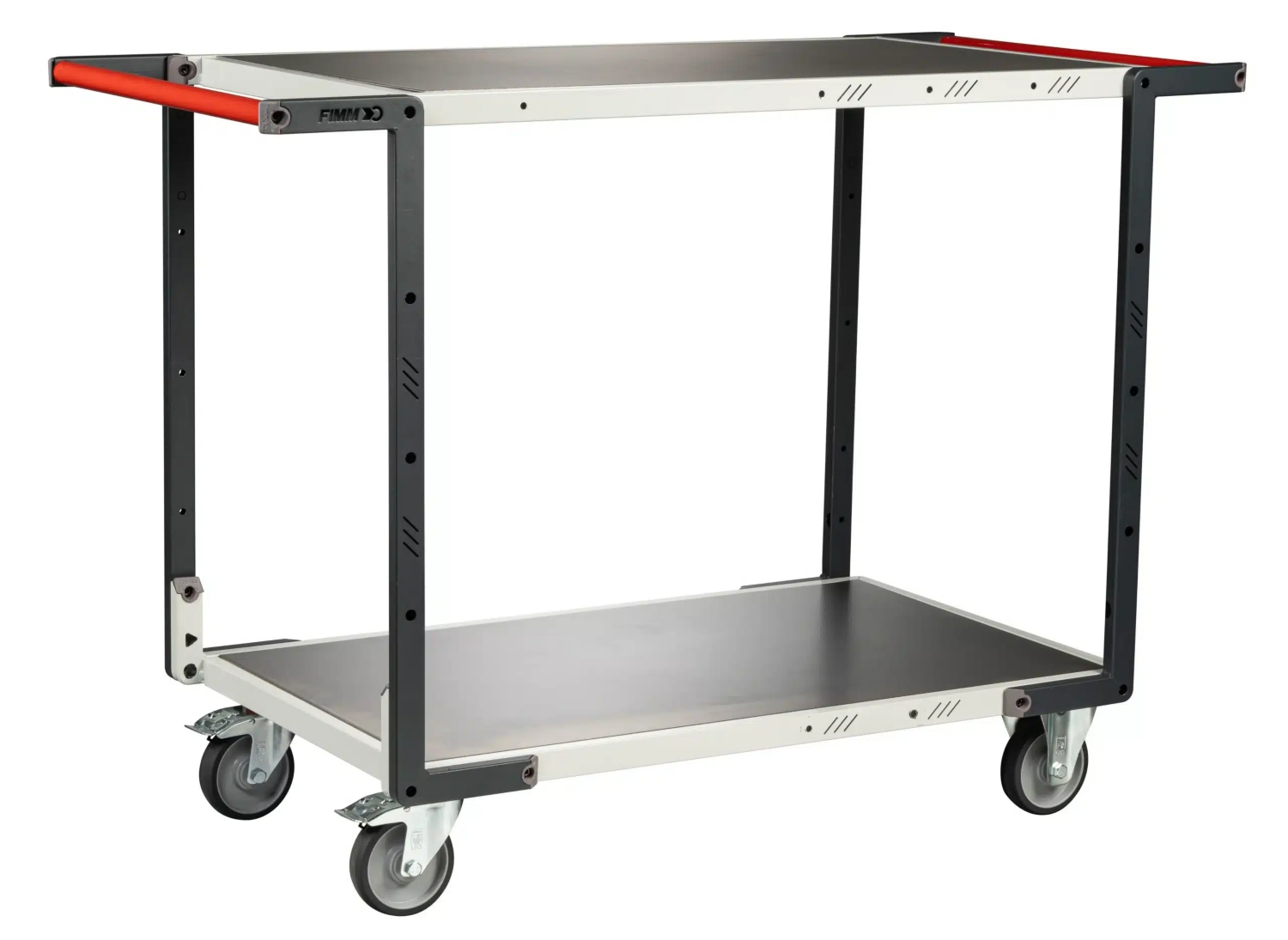 Servante Flatpack 2 plateaux en tôle galva double poignées