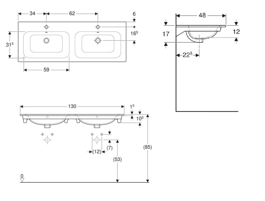 Plan vasque Renova Plan - Double vasque Geberit