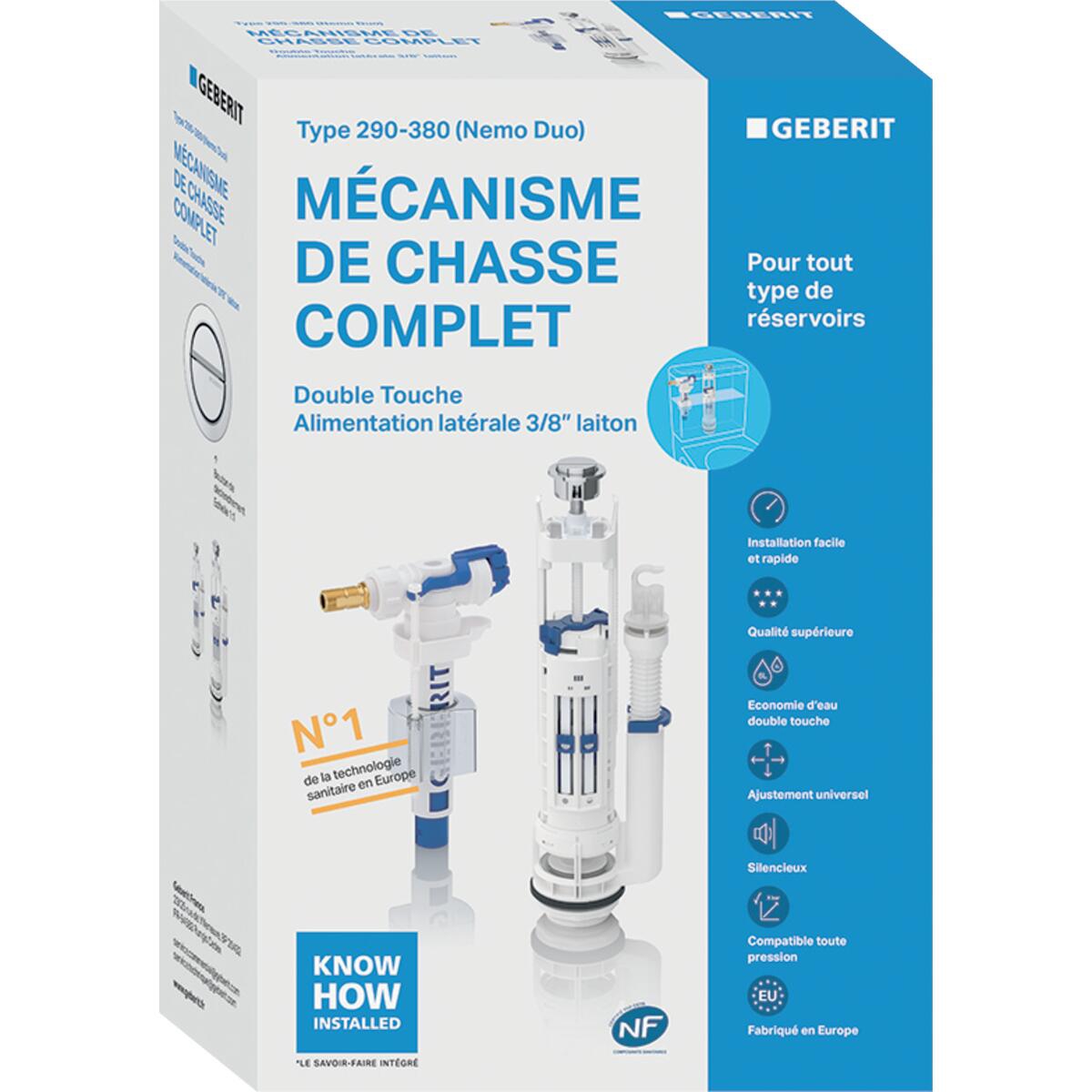Lot de 4 mécanismes de chasse complet Nemo Duo double touche (Impuls290) + 1 Offert Geberit