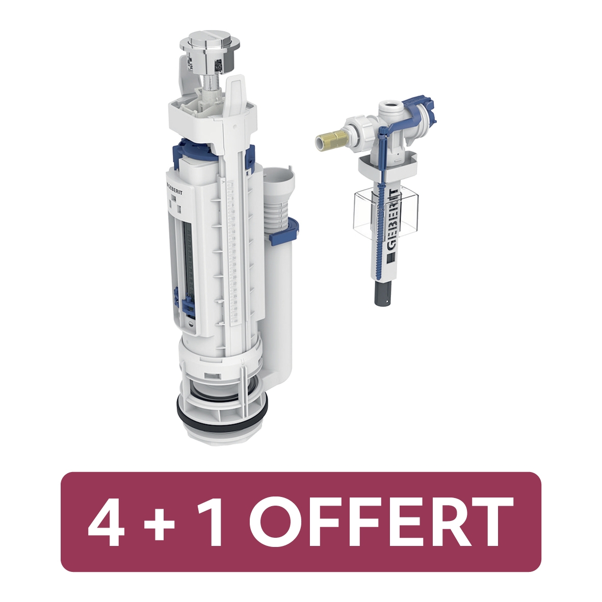 Lot de 4 mécanismes de chasse complet type 290-383 double touche latéral + 1 offert