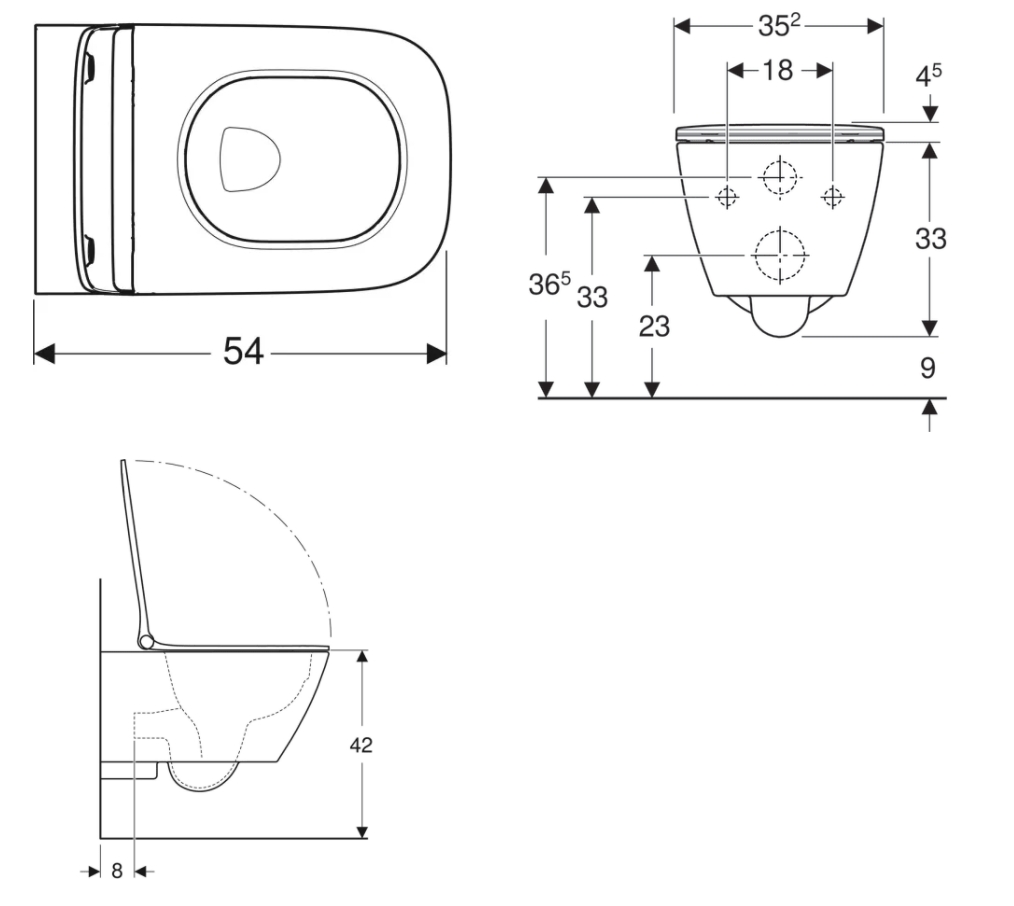 Pack cuvette WC suspendue Smyle Square - Sans bride Geberit