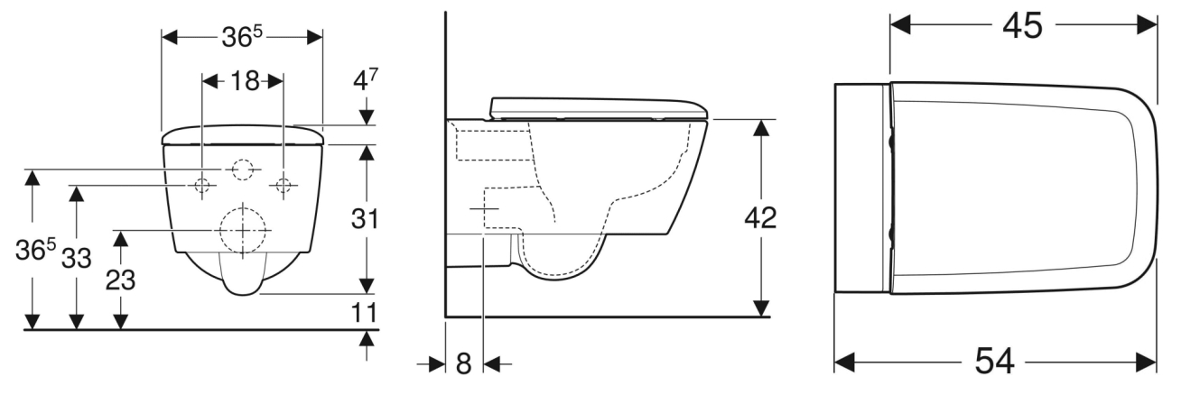 Pack cuvette WC suspendue iCon Square Geberit