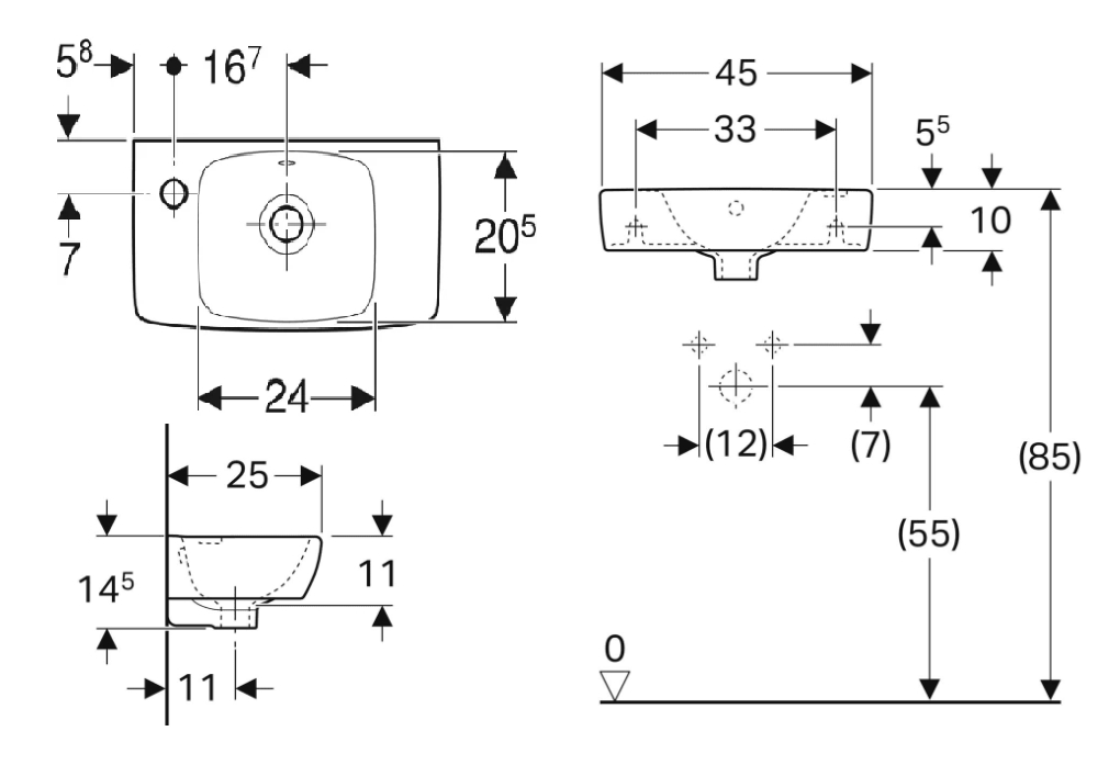 Lave-mains Renova Compact - Trou à gauche Geberit